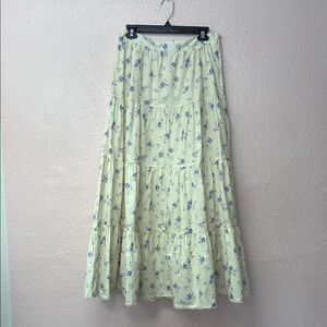 Floral Cream and Blue Women's Skirt